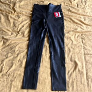 Spanx Faux Leather Leggings Black Petite
